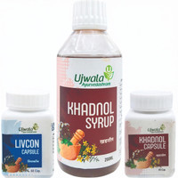 UJWALA AYURVEDASHRAM Khadnol+Livcon Capsule and Khadnol Syrup Combi(Pack of 3, 60 Capsules, 200 ml, 60 Capsules)