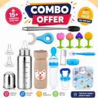 Mini World 15+ PCS Baby Feeding & Teething Combo Gift Set(Multicolor)