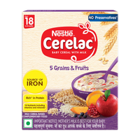 Nestle Cerelac 5 Grains & Fruits Baby Food Cereal with No Preservatives Cereal(300 g, 18+ Months)