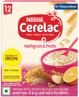 Nestle Cerelac Multigrain & Fruits Baby Food Cereal,No Preservatives, Cereal(300 g, 12+ Months)