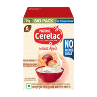 Nestle Cerelac Wheat Apple Baby Food Cereal, No Refined Sugar, for 6-24 Months Baby, Big Pack Cereal(720 g, 6+ Months)