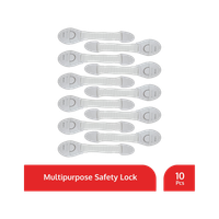 LuvLap Baby Safety Furniture Locks, Pack of 10 ; Adjustable and Flexible with 3M Adhesive(White)