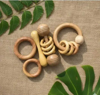 Shreeja Shilpcraft Handcrafted with Natural Neem Wood Rattles Set of 5npcs Rattle(Brown)