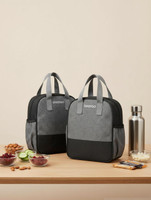 ONEGO Combo Pack of 2 Insulated Tiffin Bag for Men Women Office Waterproof Lunch Bag(Dark Grey, 10 L)