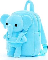 HappyChild Kids School Bag For Boys Girls Baby for 2 to 5 Years Nursery, Preschool,Picnic Plush Bag(Blue, 13 inch)