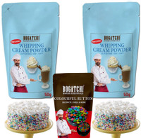 BOGATCHI Whipping Cream Powder + Chocolate Buttons Icing(100 g, vanila)
