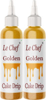 Le cHef Premium Metallic Cake Drips - Golden| Combo Pack of 2 | 110mlx2 | Topping(220 g, Pack of 2)
