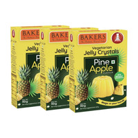 Bakers Jelly Crystals |Pineapple Flavour |Vegetarian|Instant Premix|90 Gm Each X Pack 3 Jelly Powder(3 x 90 g)