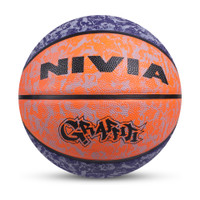 NIVIA Graffiti, 8 Panel, Rubber Moulded, Made for Beginners, Ideal for all surfaces Basketball - Size: 7(Standard, Pack of 1, Blue, Orange)