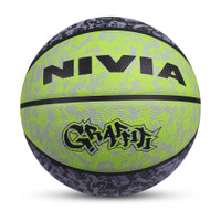 NIVIA Graffiti, 8 Panel, Rubber Moulded, Made for Beginners, Ideal for all surfaces Basketball - Size: 7(Standard, Pack of 1, Green, Black)