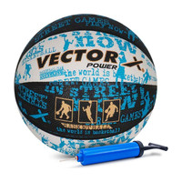 VECTOR X POWER 8 Panel Rubber Moulded Indoor/Outdoor Practice Ball + Pump Butyl Bladder Basketball - Size: 7(Standard, Pack of 1)
