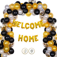 Giftzadda Solid 66 Pcs "Welcome Home" Letter Alphabet Foil Balloon Golden BlackTheme Party Kit Letter Balloon(Gold, Pack of 66)