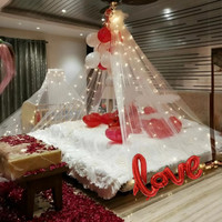 Balloon&You Solid Net Curtain Kit For Love, Bed Room, Wedding, Anniversary, Birthday, Baby Shower Balloon(White, Red, Pack of 25)