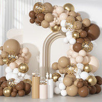 R G ACCESSORIES Solid Brown Golden White Balloons Garland Decoration Kit With Arch Pack Of 51 Balloon(Beige, Brown, Gold, White, Pack of 51)