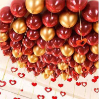 SQE Solid Metallic Red & Golden balloons (50 Pcs) Balloon(Red, Gold, Pack of 50)