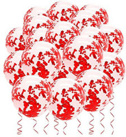 Rozi Decoration Printed Confetti Metallic Latex Balloons Red Theme Set of 20 for Birthday Party Decor Balloon(Red, Pack of 20)
