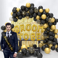Giftzadda Printed "Groom to be" Foil Balloon Decoration Kit with Black Gold Satin Sash Letter Balloon(Multicolor, Pack of 47)