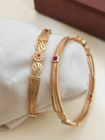 AK Brass Cubic Zirconia, Diamond Gold-plated Bangle(Pack of 2)