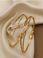 TINALIVA Brass Crystal Gold-plated Bangle(Pack of 2)