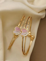 TINALIVA Brass Crystal Gold-plated Bangle(Pack of 2)