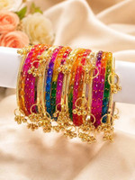 Kashmiri ghughru Glass Bangle Set(Pack of 10)