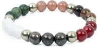 Multiagate Pyrite, Tiger's Eye, Clear Quartz, Green Jade Bracelet
