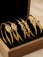 brado jewellery Brass Diamond Gold-plated Bangle(Pack of 3)