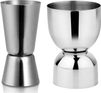 JISUN (Pack of 2) Double Sided Peg Measure Glass 30 / 60 Ml 2 - Piece Bar Set(Stainless Steel)