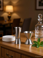 Dynore Dynore Stainless Steel Set of 2 Double Sided Peg measures - 30&60, 20&40 ml each 2 - Piece Bar Set(Stainless Steel)