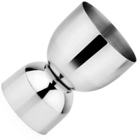 Ramenterprises Fancy Antique Glass Steel Damru Shape Peg Shot Glasses Measure 30 ml & 60 ml 1 - Piece Bar Set(Stainless Steel)