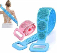 thriftkart Silicone Body Back Scrubber Bathing Brush For Deep Skin Cleaning Massage Dead Skin Removal Exfoliating Belt For Shower (Multi Color, Pack of 1)