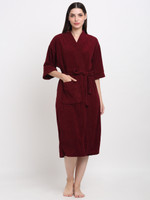 CREEVA Wine Free Size Bath Robe(1 Bathrobe, For: Men & Women, Wine)