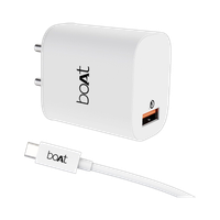 boAt 18W Power WCD Quick Charge 3A Charger combo (Type C )(White, Cable Included)