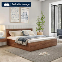 Wakefit Taurus Engineered Wood Queen Box Bed, 156.9 cm x 209.7 cm (5.15 ft x 6.88 ft)(Finish Color - Columbian Walnut, Delivery Condition - Knock Down)