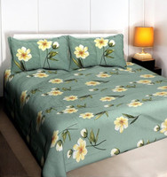Roomesssentials Polyester Double Flat 100 TC Self Design 1 Bedsheet with 2 Pillow Covers(Multicolor)