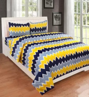 jim-Dandy Polycotton Double Flat 144 TC 3D Printed 1 Bedsheet with 2 Pillow Covers(Yellow)