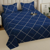 Weave & Decor Microfiber Double Flat 300 TC Geometric 1 Bedsheet with 2 Pillow Covers(Blue)