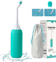 TRANDI 500ml Portable Retractable Travel with Bag 2 Bidet Nozzle(Green)