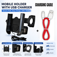 Highglow Bike Mobile Holder with USB Charger 5V/2A Fast Charging | 360° Rotation Mount 3.1 A Bike Mobile Charger