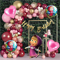 Flying Hub Solid Masha and the Bear Birthday Party Decoration Set Balloon(Multicolor, Pack of 73)