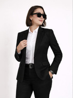 PREMODE Solid Single Breasted Casual, Festive & Wedding, Formal Women Blazer(Black)