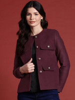 all about you Solid Single Breasted Casual Women Blazer(Maroon)