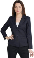 TrendArc Solid Single Breasted Casual Women Blazer(Blue)