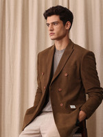 Mr Bowerbird Solid Double Breasted Casual Men Blazer(Brown)