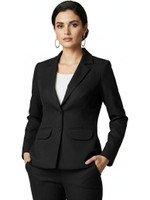 TrendArc Solid Single Breasted Formal Women Blazer(Black)