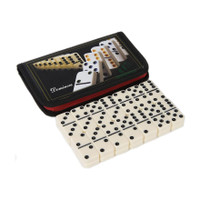 ARNIYAVALA 28 Piece Double 6 Ivory Domino Tiles Set, Family Game with Cloth Storage Case(White)