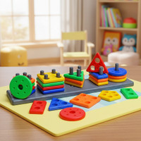 VrajVilla Smart Activity Fun and Learning Geometrics ,Shape Five Column Blocks(Multicolor)