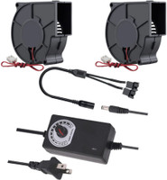 Electronic Spices 2pcs 9733mm DC Blower, 12V, with 120V - 240V AC Plug, Variable Speed Controller Forward Curved Air Blower(Corded)