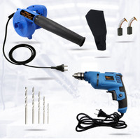 Hillgrove HGCM23M1 800W Air Blower Machine with 500W Drill Machine Include 5Pcs Drill Bits Forward Curved Air Blower(Corded Vacuum)