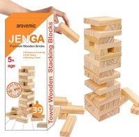 arovemic Jenga Wooden Block Stacking Tower Game for Kids Ages 5 and Up-5-6 Board Game Accessories